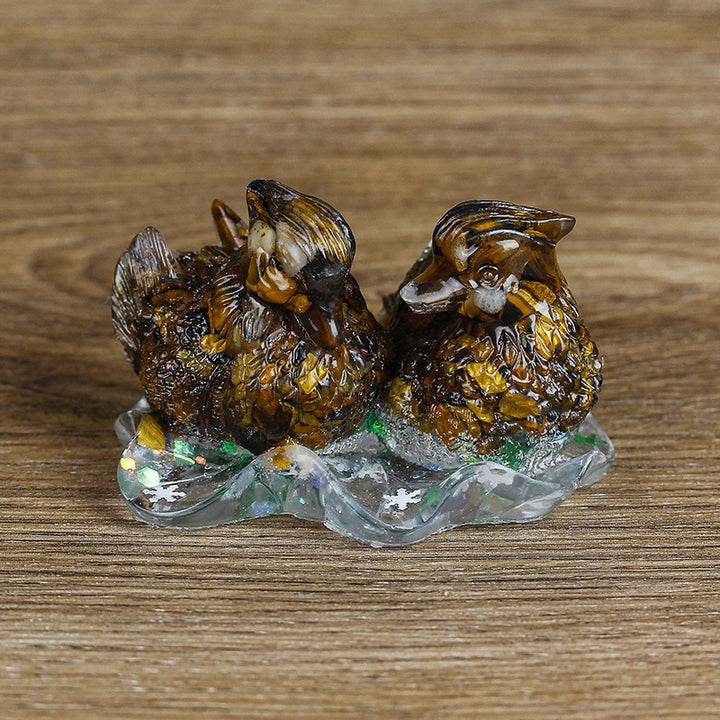 Adornos de pegamento con forma de pato mandarín de cristal de Olivenorma