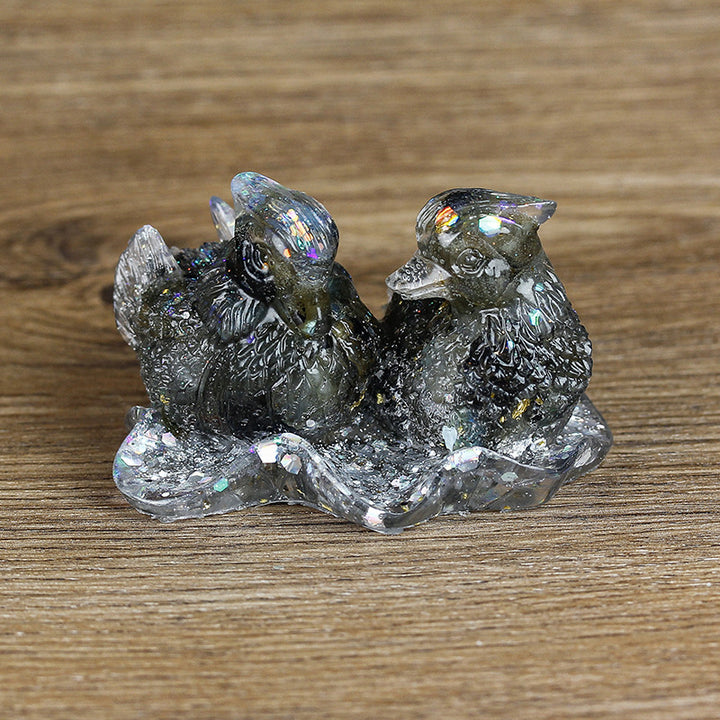 Adornos de pegamento con forma de pato mandarín de cristal de Olivenorma