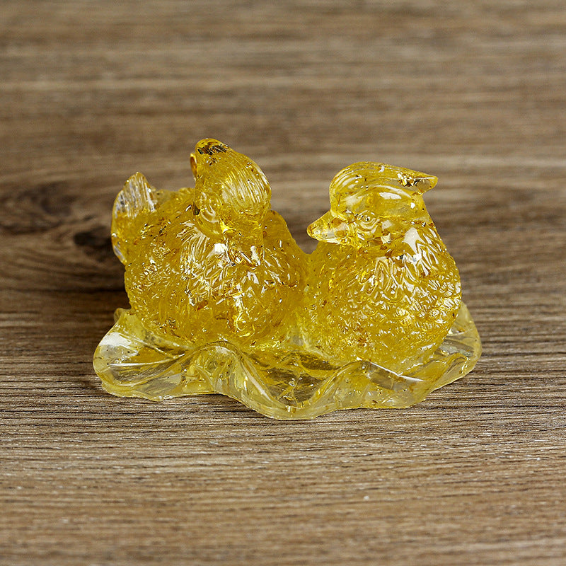 Adornos de pegamento con forma de pato mandarín de cristal de Olivenorma