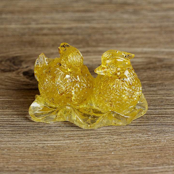 Adornos de pegamento con forma de pato mandarín de cristal de Olivenorma