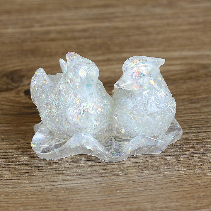 Adornos de pegamento con forma de pato mandarín de cristal de Olivenorma