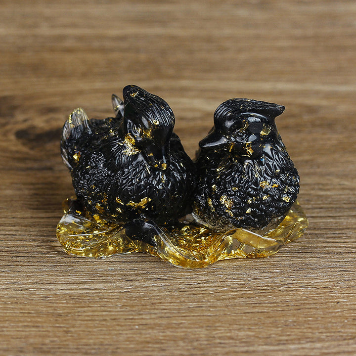 Adornos de pegamento con forma de pato mandarín de cristal de Olivenorma