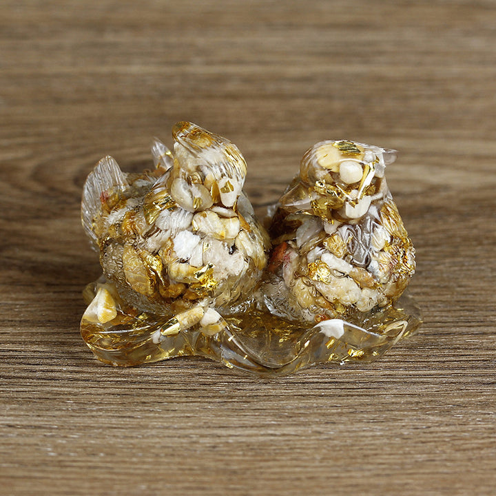 Adornos de pegamento con forma de pato mandarín de cristal de Olivenorma