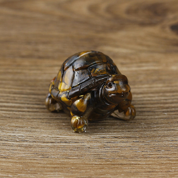 Adorno de piedra preciosa con forma de tortuga pequeña de Olivenorma