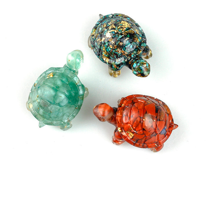 Adorno de piedra preciosa con forma de tortuga pequeña de Olivenorma