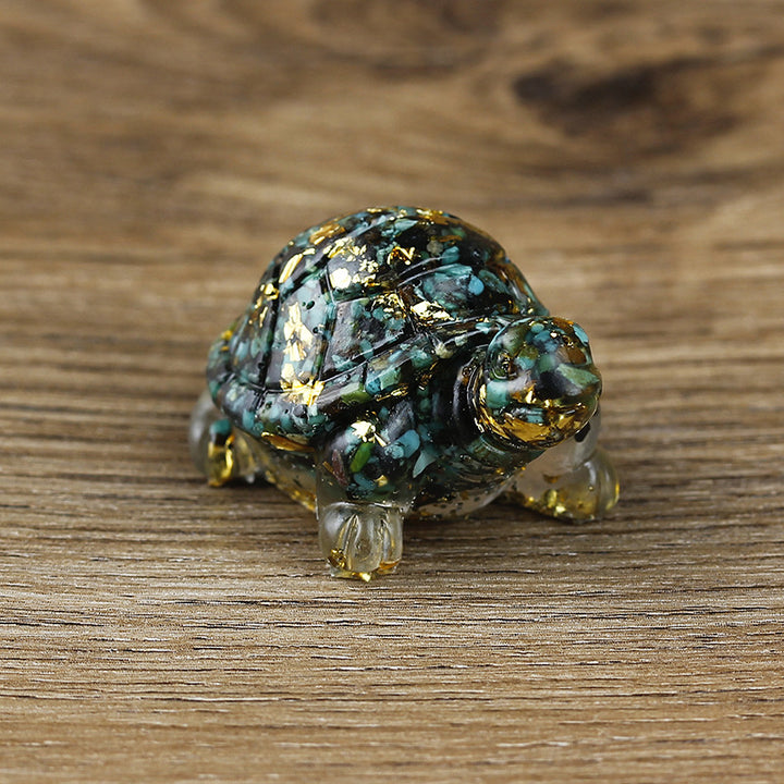 Adorno de piedra preciosa con forma de tortuga pequeña de Olivenorma