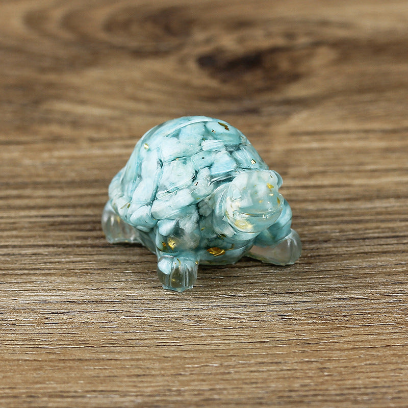 Adorno de piedra preciosa con forma de tortuga pequeña de Olivenorma