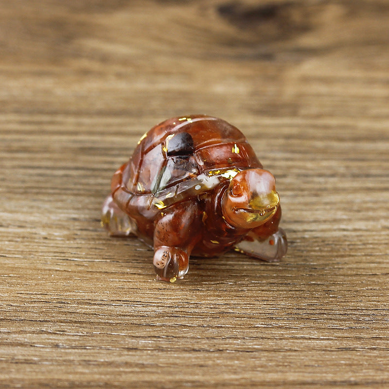 Adorno de piedra preciosa con forma de tortuga pequeña de Olivenorma