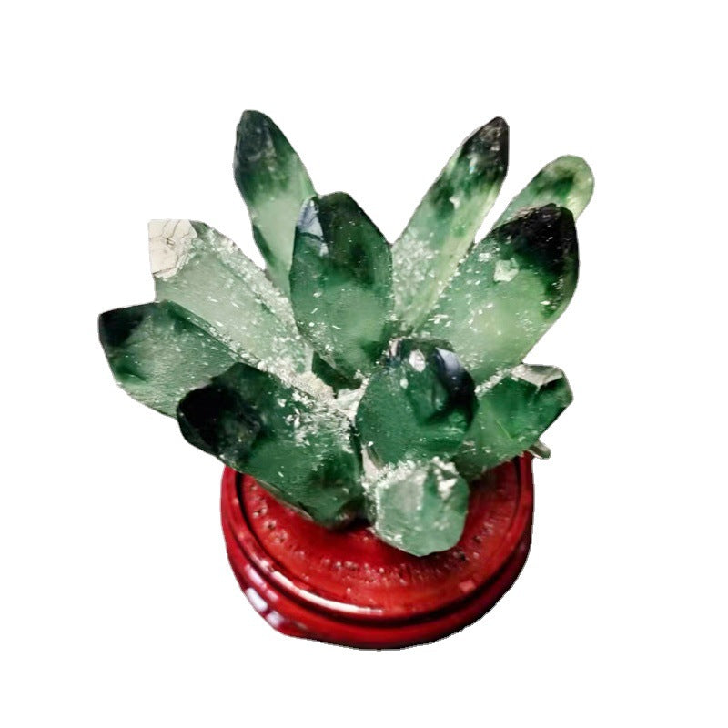 1 racimo de cristal de cuarzo fantasma verde de Olivenorma para decoración del hogar