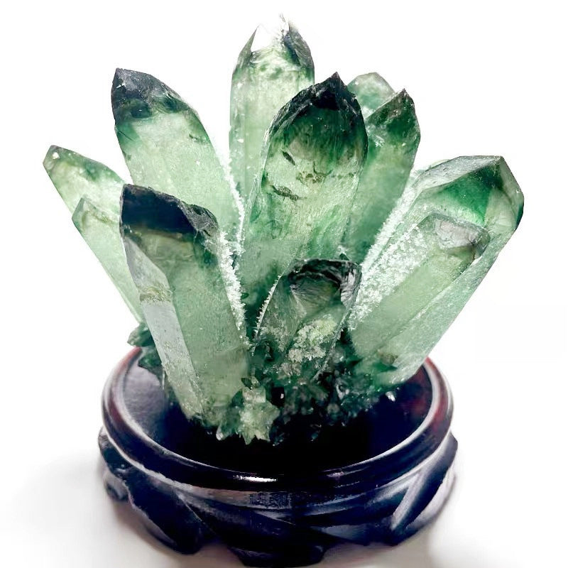 1 racimo de cristal de cuarzo fantasma verde de Olivenorma para decoración del hogar