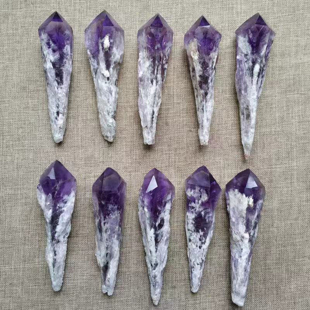 Varitas de cristal de amatista natural en bruto de Olivenorma
