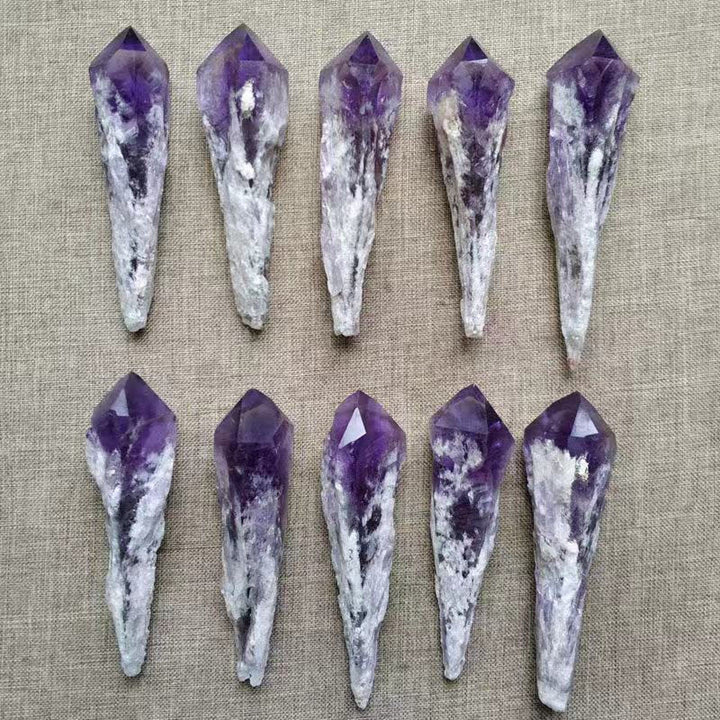 Varitas de cristal de amatista natural en bruto de Olivenorma
