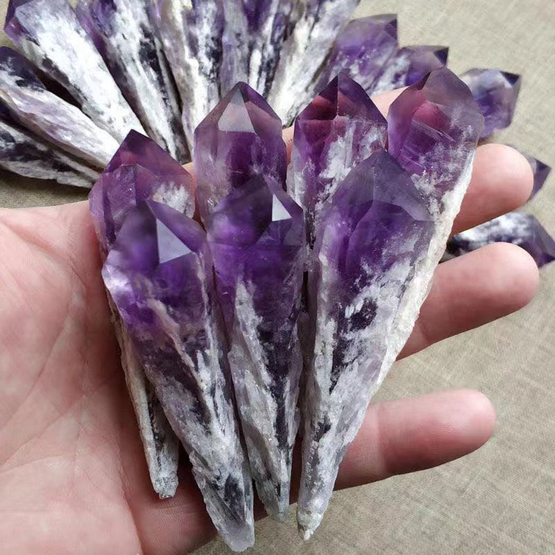 Varitas de cristal de amatista natural en bruto de Olivenorma