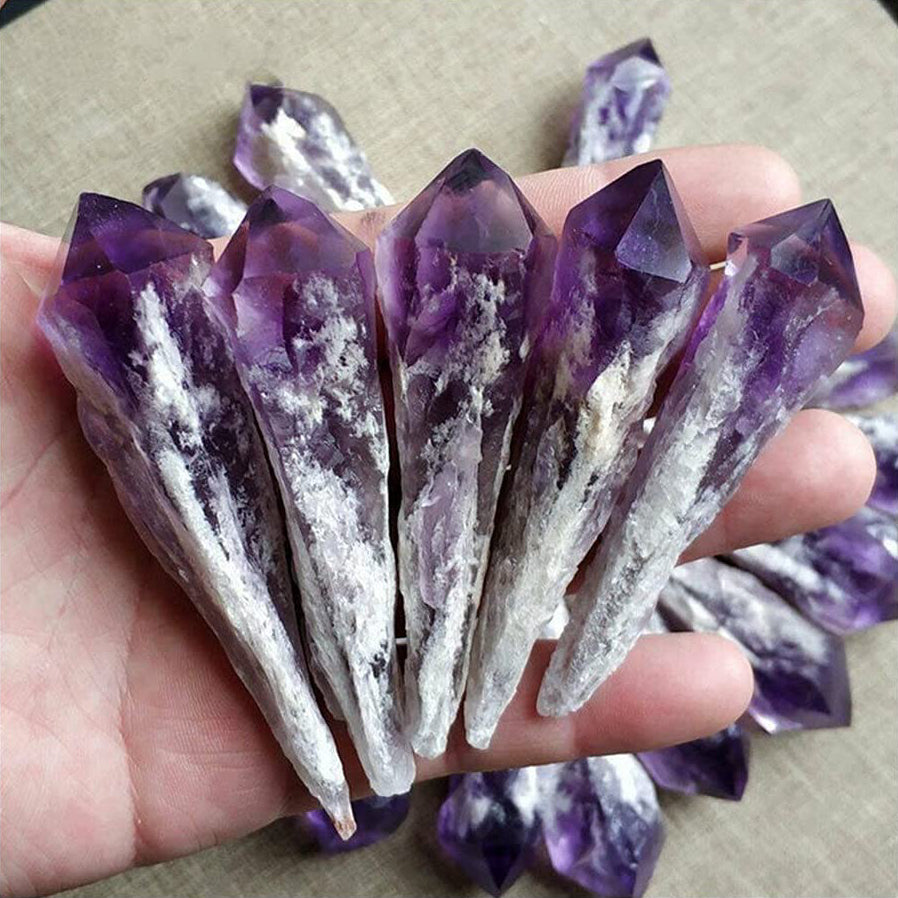 Varitas de cristal de amatista natural en bruto de Olivenorma