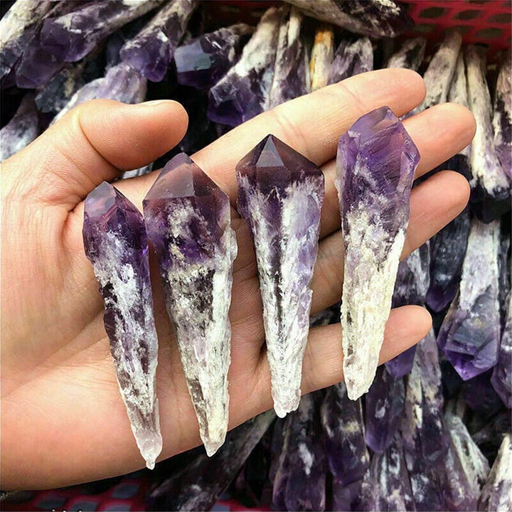Varitas de cristal de amatista natural en bruto de Olivenorma