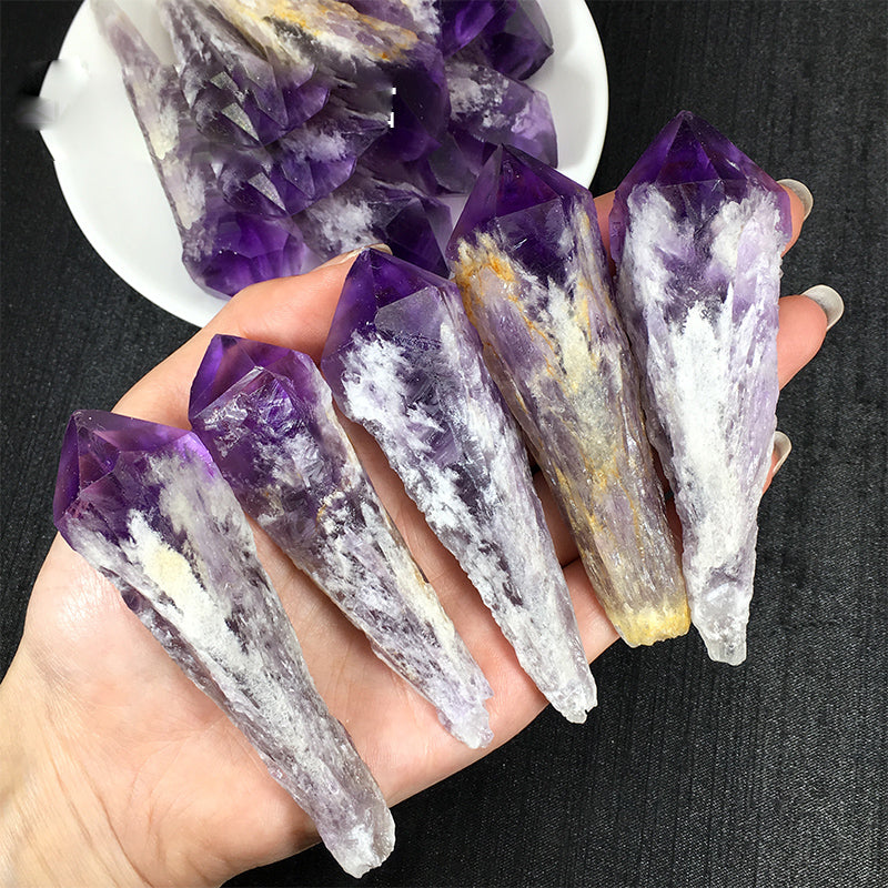 Varitas de cristal de amatista natural en bruto de Olivenorma