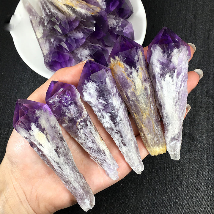 Varitas de cristal de amatista natural en bruto de Olivenorma