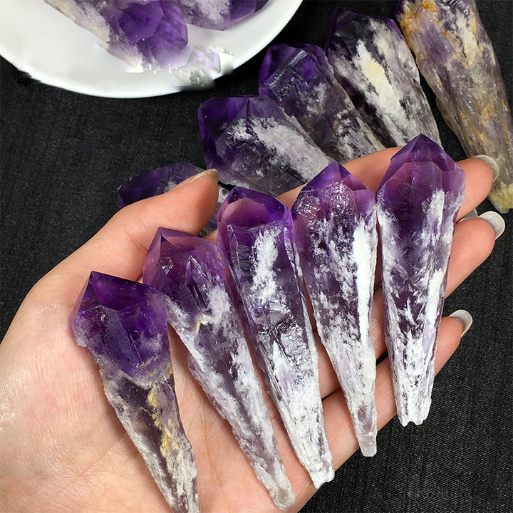 Varitas de cristal de amatista natural en bruto de Olivenorma