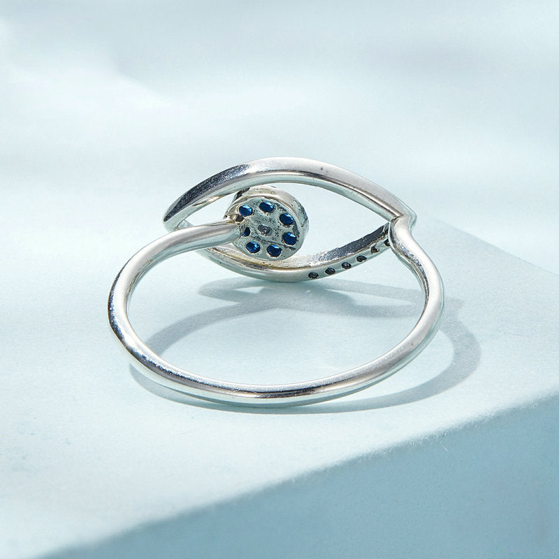 Anillo ajustable con diseño de ojo malvado en plata de ley S925 de Olivenorma - image 5