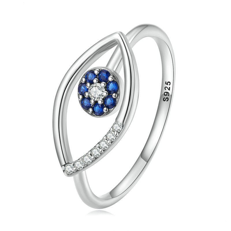 Anillo ajustable con diseño de ojo malvado en plata de ley S925 de Olivenorma - image 7