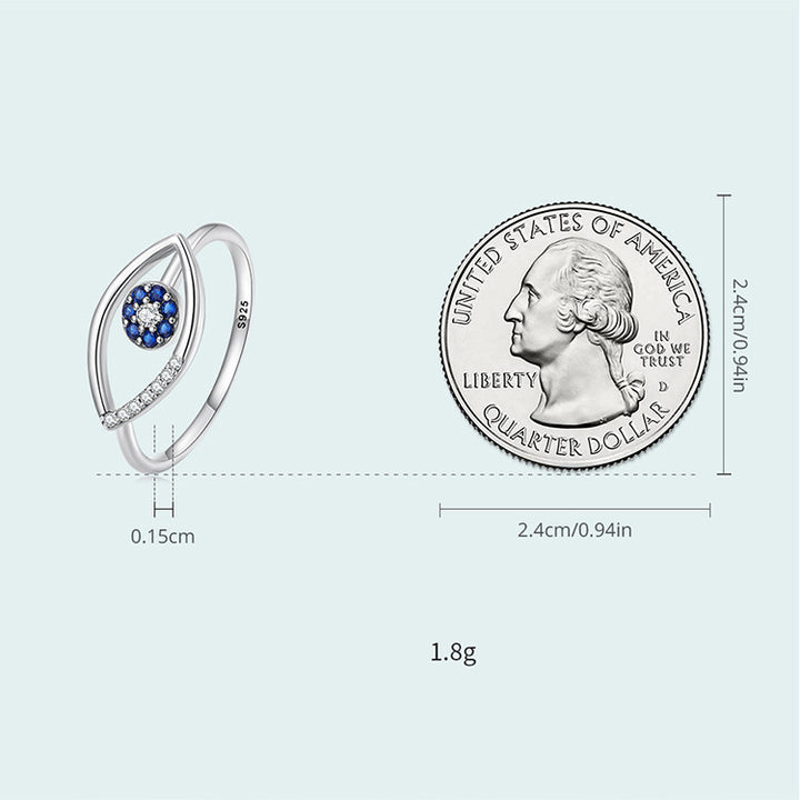Anillo ajustable con diseño de ojo malvado en plata de ley S925 de Olivenorma - image 8