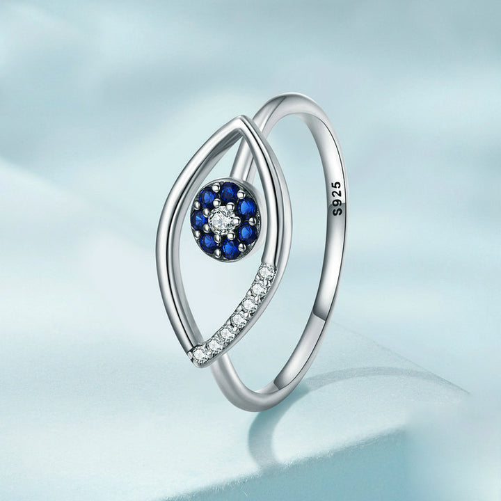 Anillo ajustable con diseño de ojo malvado en plata de ley S925 de Olivenorma - image 6