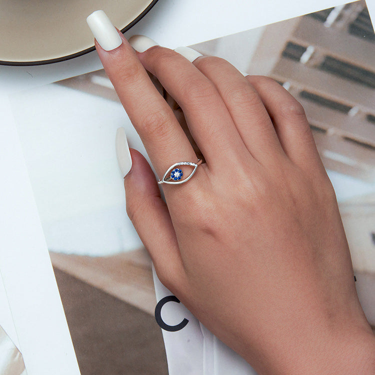 Anillo ajustable con diseño de ojo malvado en plata de ley S925 de Olivenorma - image 4