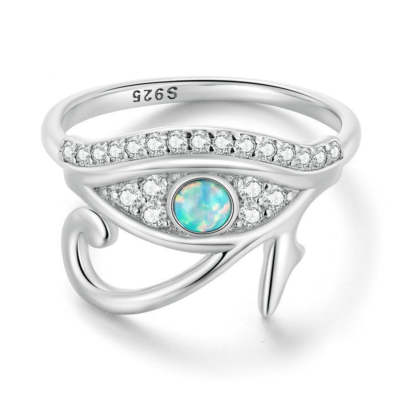 Anillo de plata de ley S925 con el ojo de Horus de Olivenorma