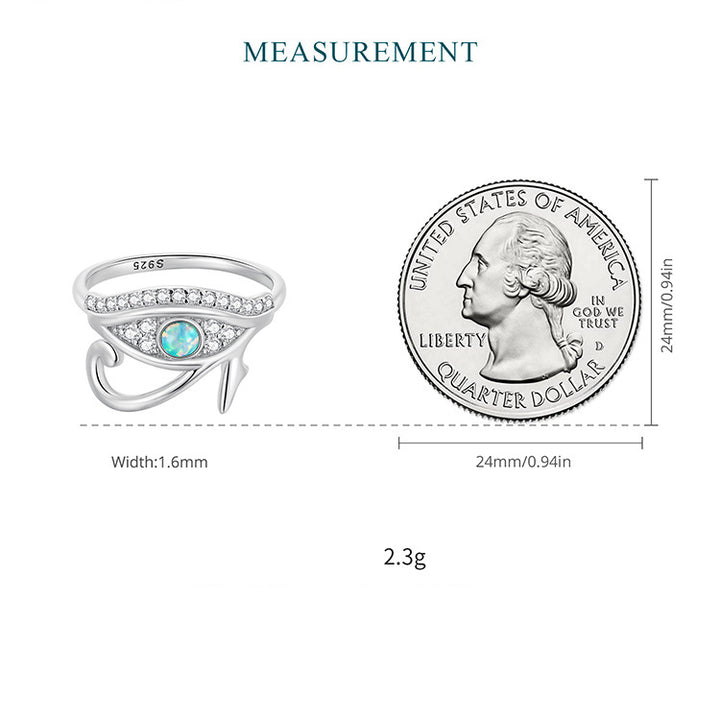Anillo de plata de ley S925 con el ojo de Horus de Olivenorma