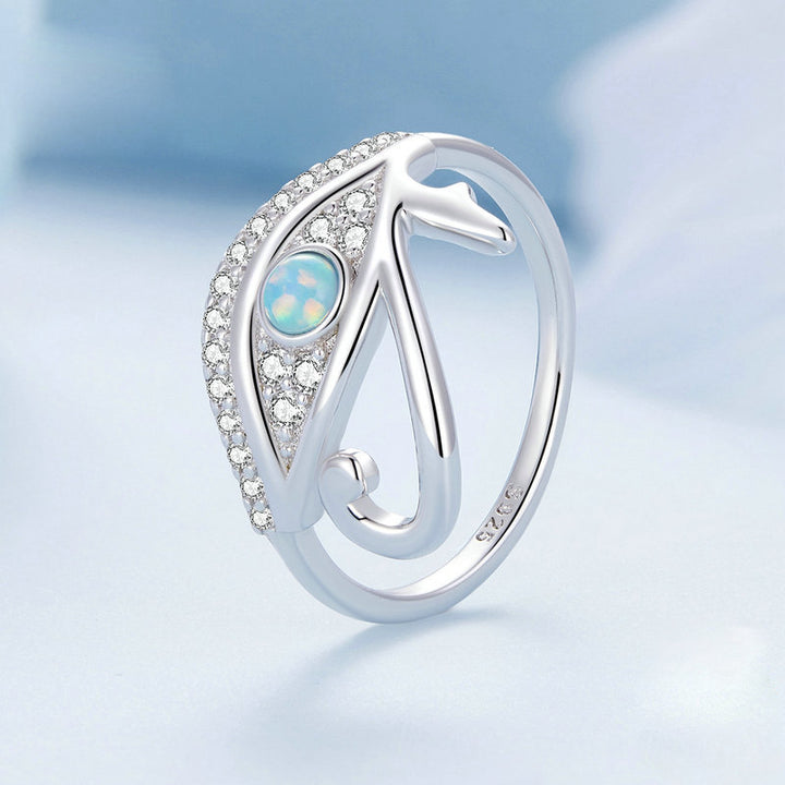 Anillo de plata de ley S925 con el ojo de Horus de Olivenorma