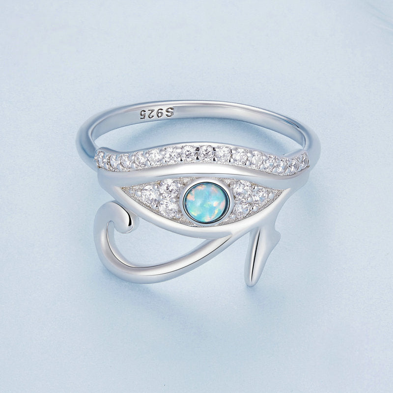 Anillo de plata de ley S925 con el ojo de Horus de Olivenorma
