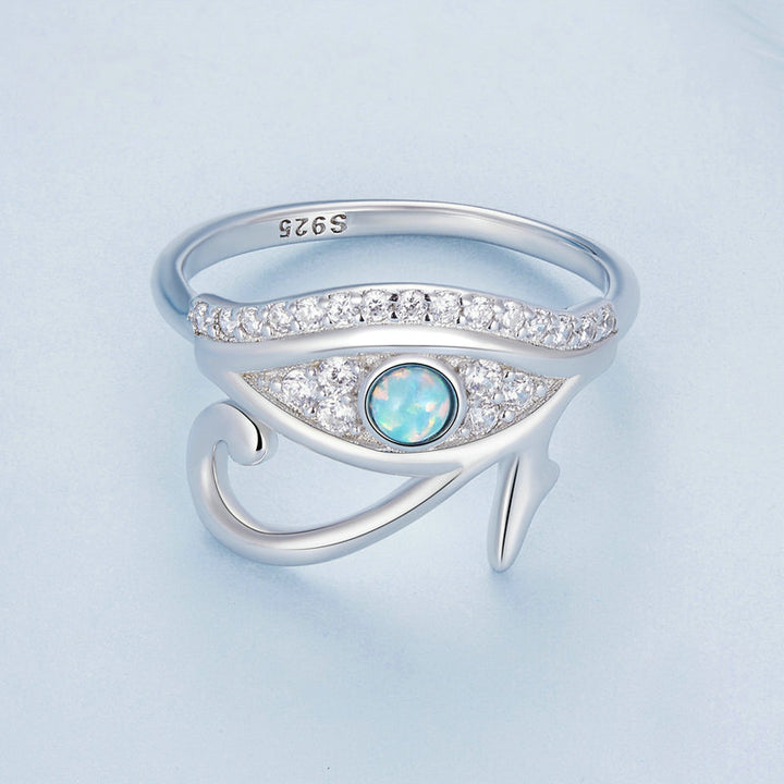 Anillo de plata de ley S925 con el ojo de Horus de Olivenorma