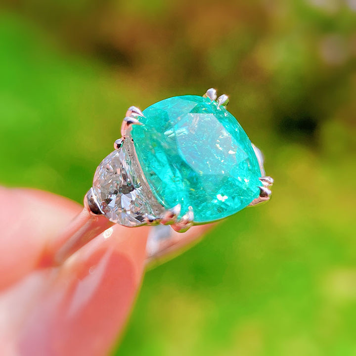 Anillo ajustable de turmalina Paraiba cuadrado grande de Olivenorma 