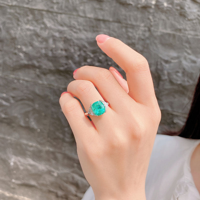 Anillo ajustable de turmalina Paraiba cuadrado grande de Olivenorma 