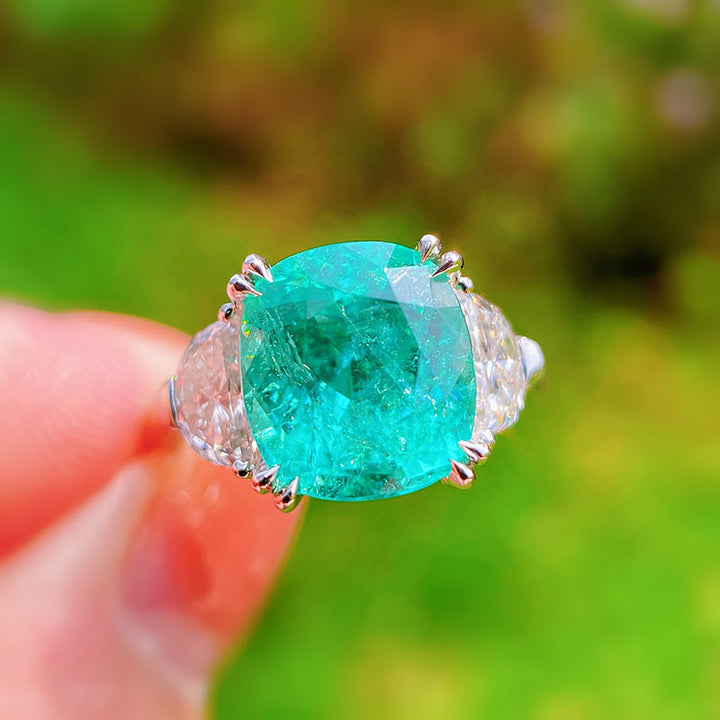Anillo ajustable de turmalina Paraiba cuadrado grande de Olivenorma 