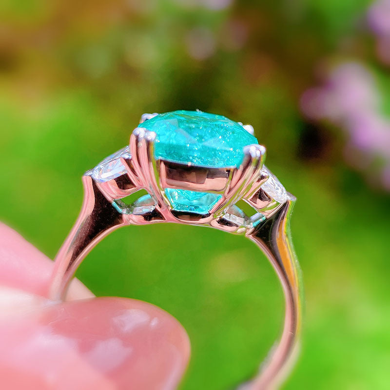Anillo ajustable de turmalina Paraiba cuadrado grande de Olivenorma 