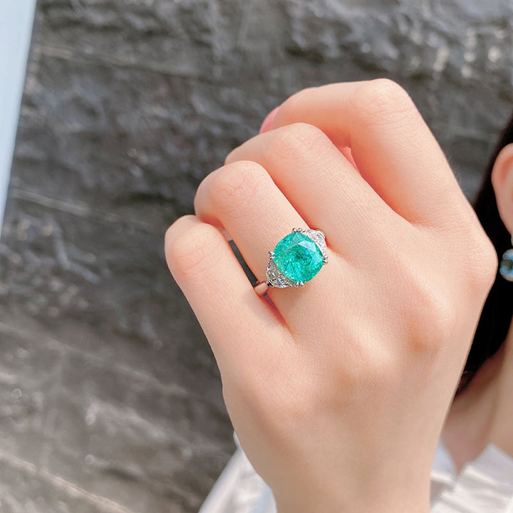 Anillo ajustable de turmalina Paraiba cuadrado grande de Olivenorma 