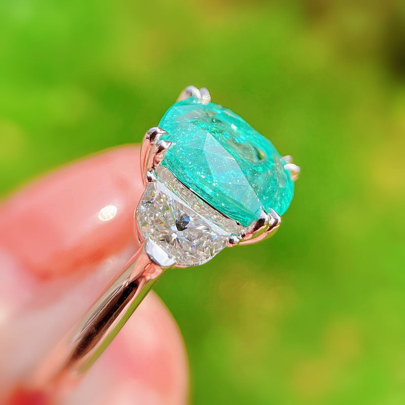 Anillo ajustable de turmalina Paraiba cuadrado grande de Olivenorma 