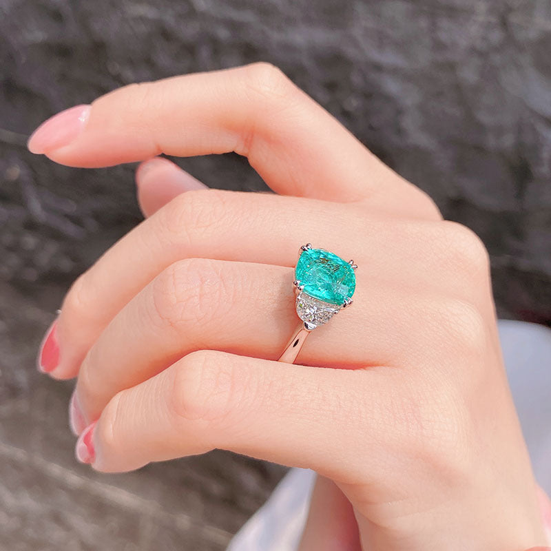 Anillo ajustable de turmalina Paraiba cuadrado grande de Olivenorma 