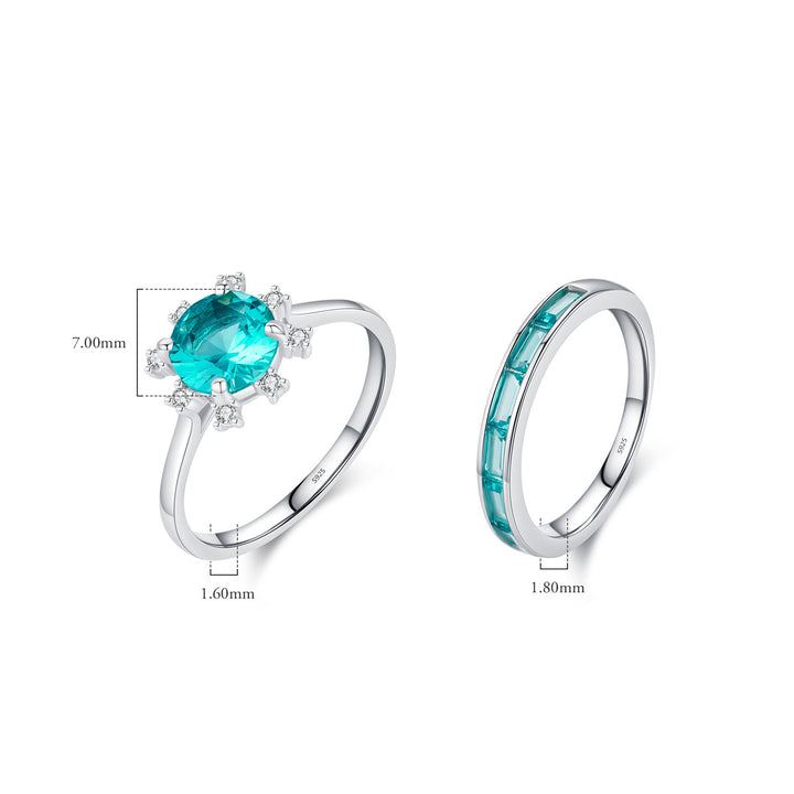 Anillo de plata de ley S925 con turmalina y girasol de Paraiba de Olivenorma