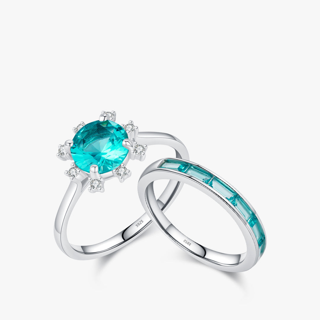 Anillo de plata de ley S925 con turmalina y girasol de Paraiba de Olivenorma