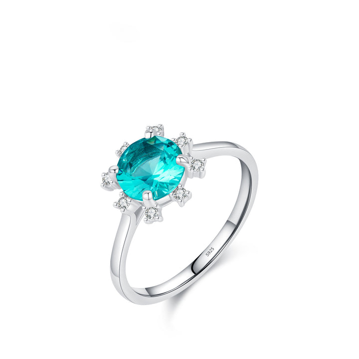 Anillo de plata de ley S925 con turmalina y girasol de Paraiba de Olivenorma