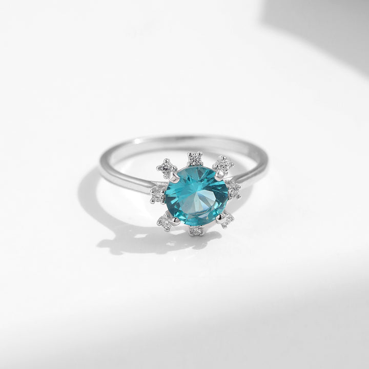 Anillo de plata de ley S925 con turmalina y girasol de Paraiba de Olivenorma