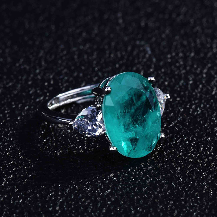 Anillo ajustable con diamantes simulados de turmalina de Paraiba de Olivenorma