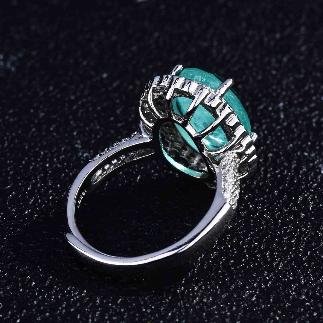 Anillo ajustable con diamantes simulados de turmalina de Paraiba de Olivenorma