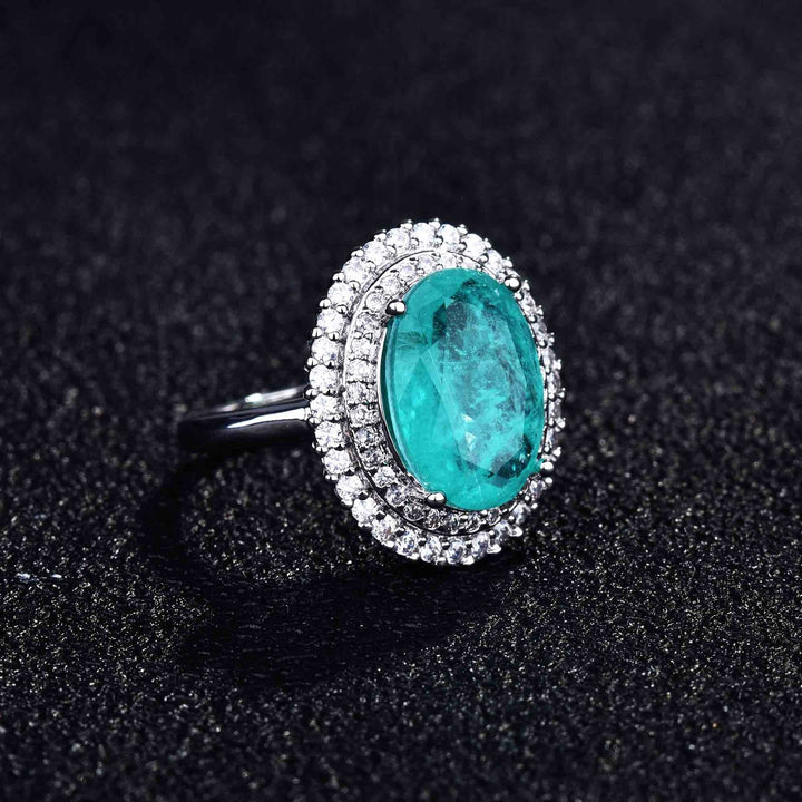 Anillo ajustable con diamantes simulados de turmalina de Paraiba de Olivenorma