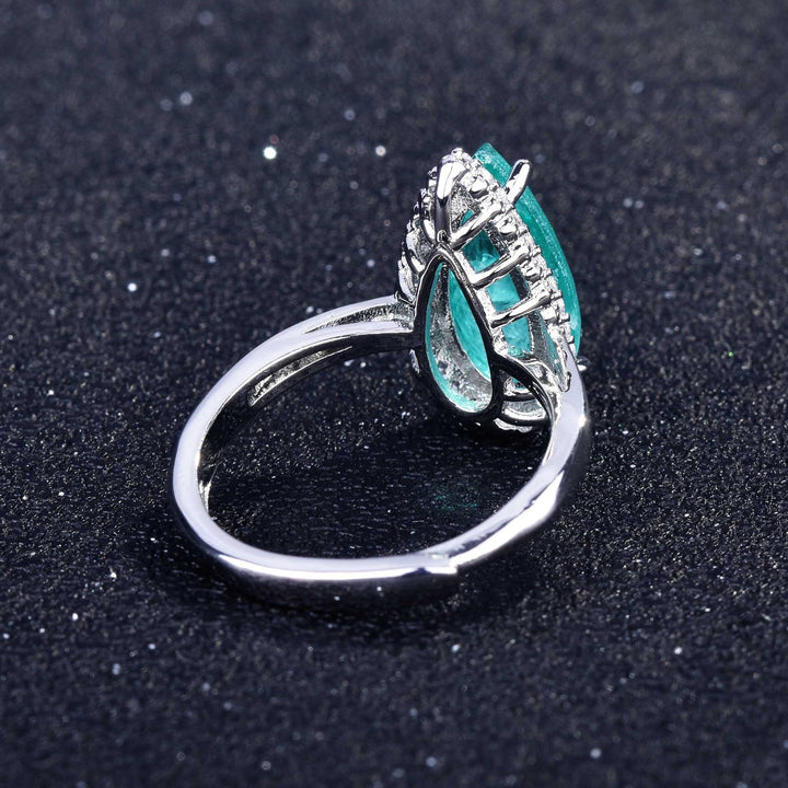 Anillo ajustable con diamantes simulados de turmalina de Paraiba de Olivenorma