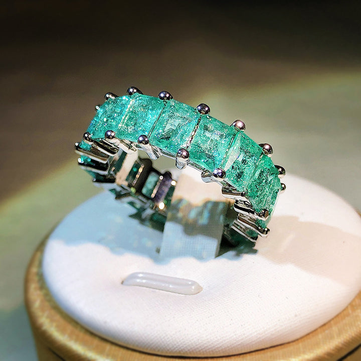 Anillo cuadrado de turmalina Paraiba de Olivenorma