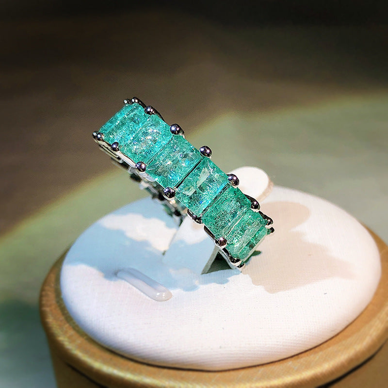 Anillo cuadrado de turmalina Paraiba de Olivenorma