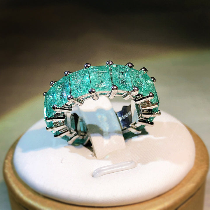 Anillo cuadrado de turmalina Paraiba de Olivenorma